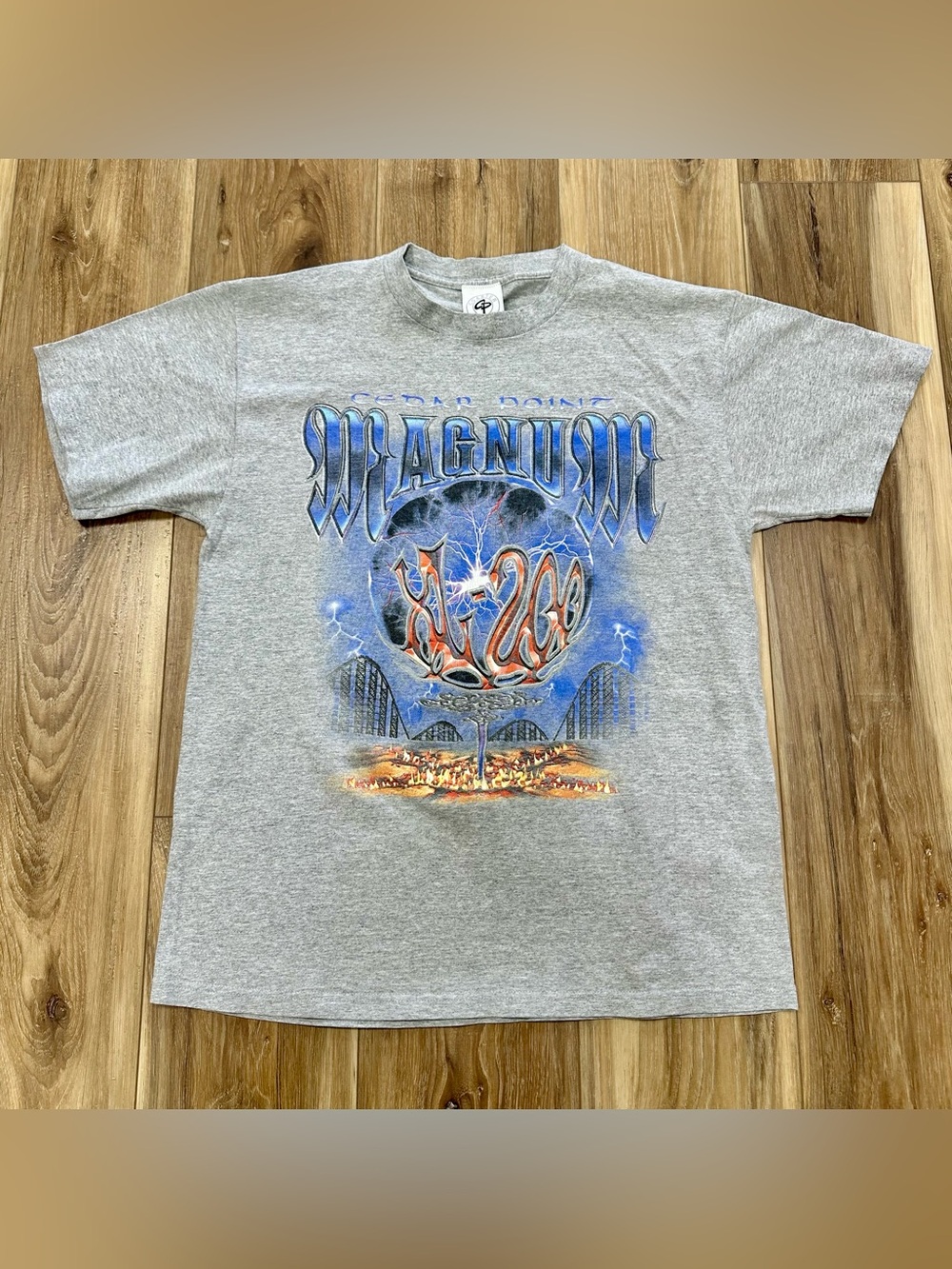 Vintage 90s Y2K Cedar Point Magnum XL-200 Graphic Tee Shirt, Grey, Large